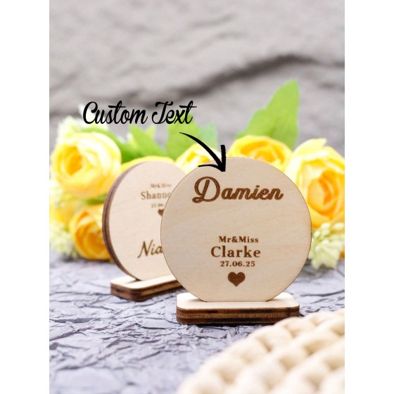 Custom Round Wood Wedding Name Sign